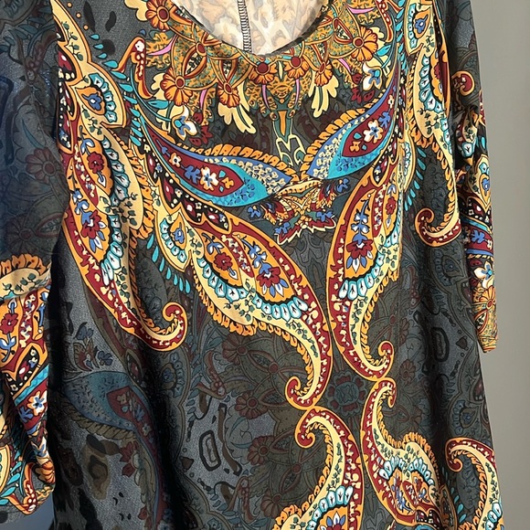 White Mark 3/4 Sleeve Handkerchief Hem Tunic Top (size 1x) - Picture 6 of 16